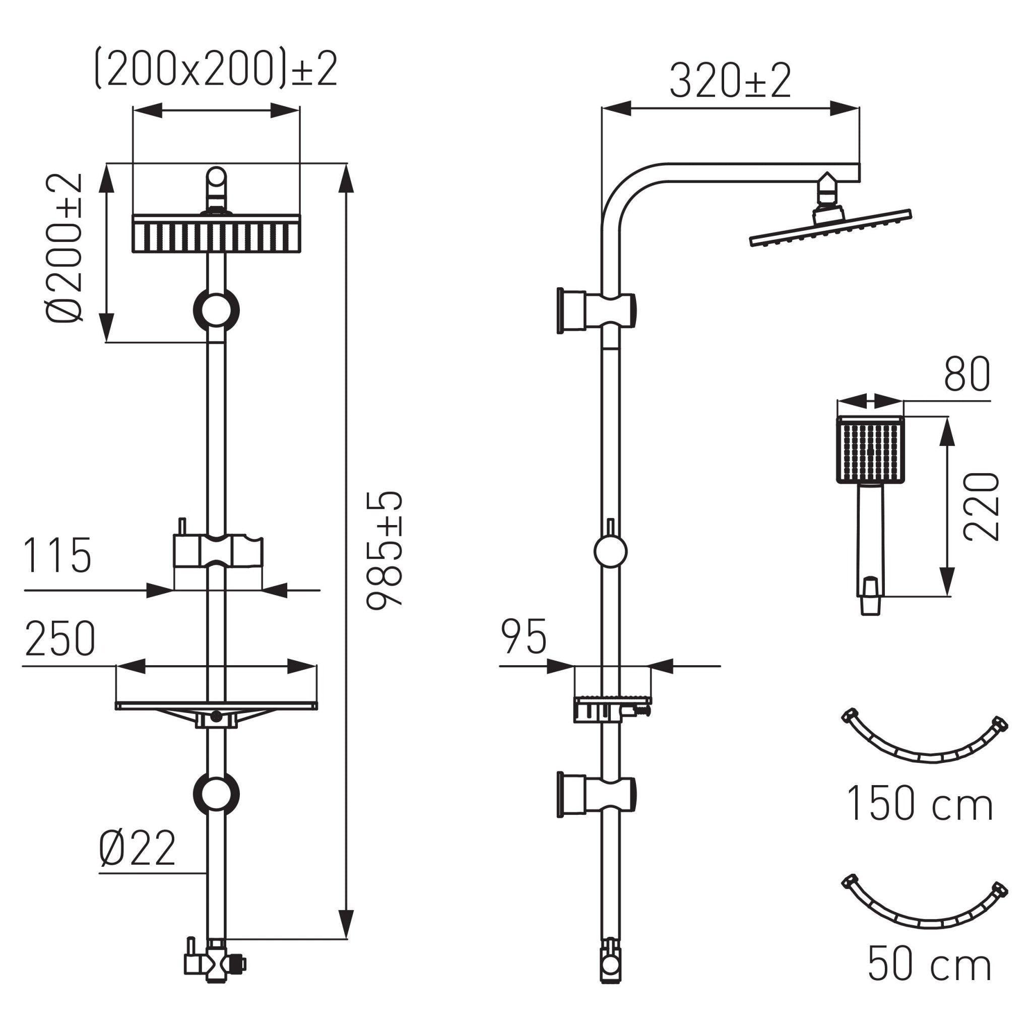 Amigo VerdeLine - set de duș dual FERRO - Kabine.ro - Baterii