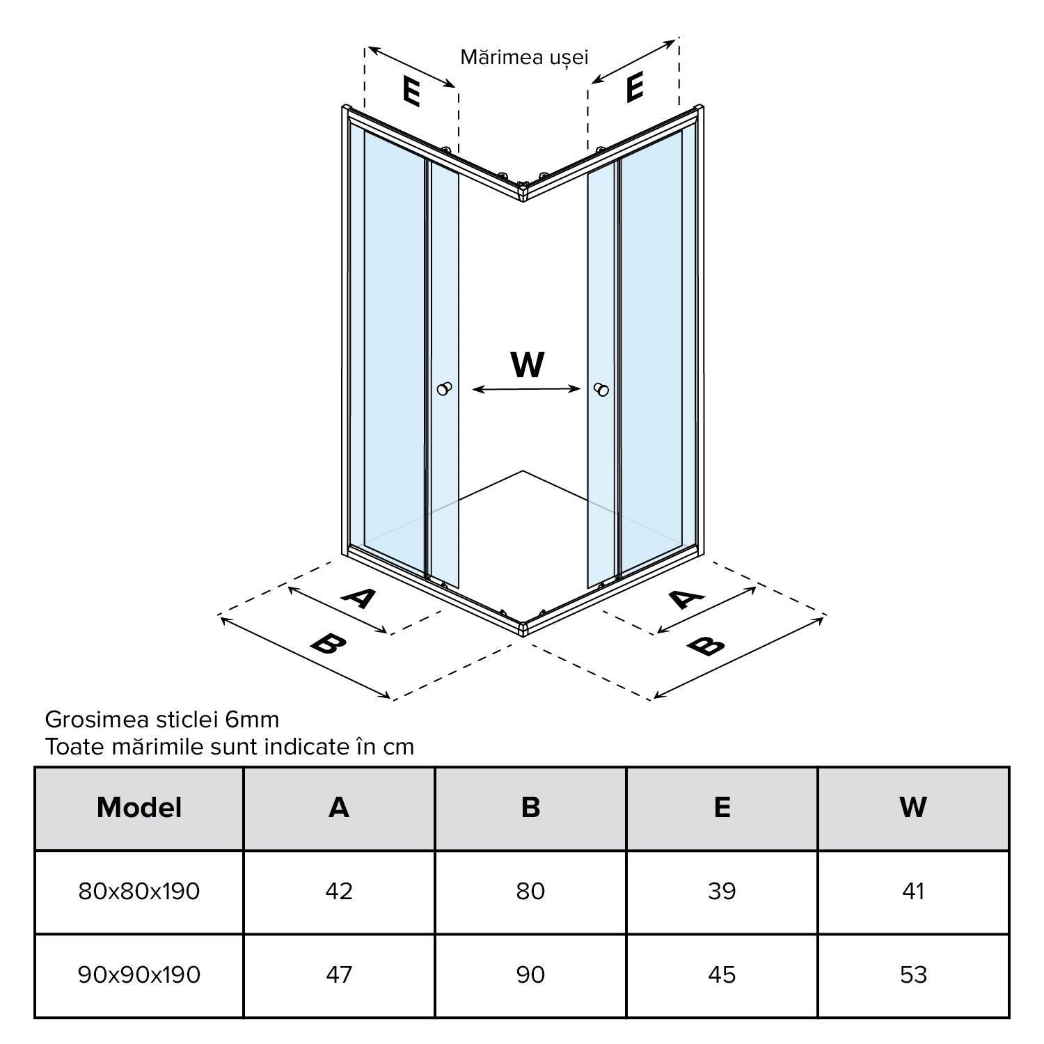 Cabină de duș pătrată Elegant sticlă transparentă 6MM - Kabine.ro - Cabina de dus