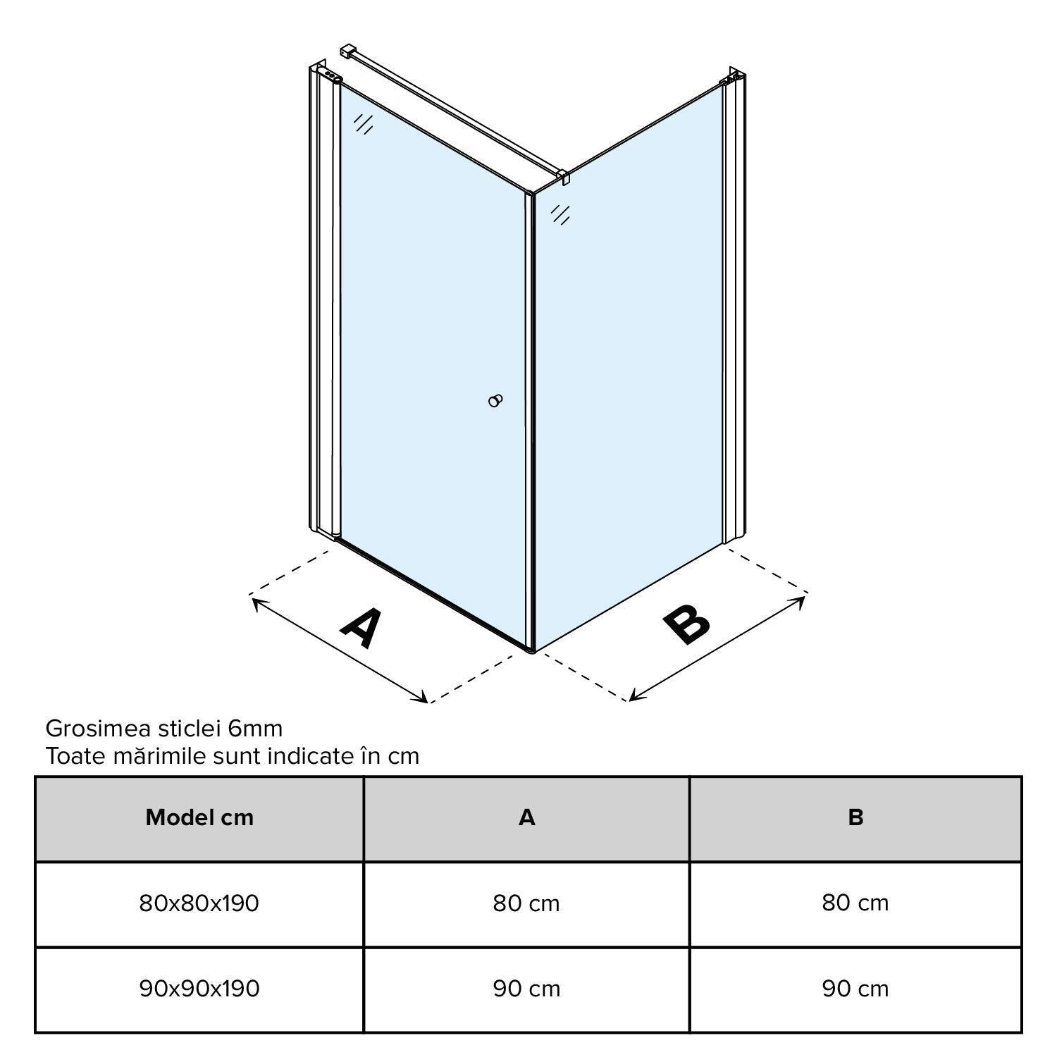 Cabină de duș pătrată Relax sticlă transparentă 6MM - Kabine.ro - Cabina de dus