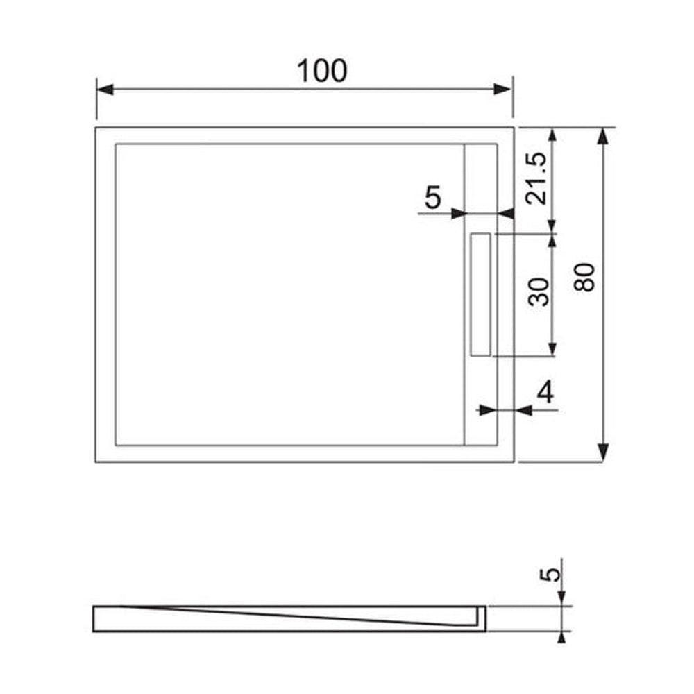 Cădiță de duș dreptunghiulară 100 x 80 x 5 Dalia - Kabine.ro - Cadite pentru dus