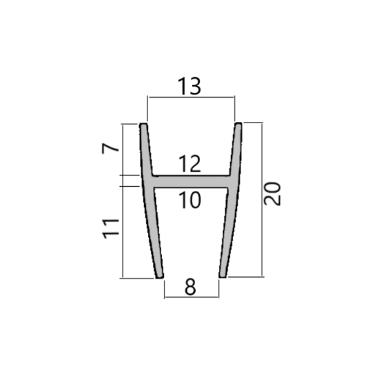 Garnitura de etanșare (panou fix-panou glisant) 180° tip H KOR-213-10 (10mm), transparent - Kabine.ro -