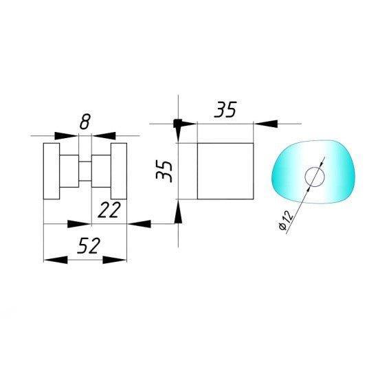 Mâner-buton (35 x 35mm) KOR-684 GMG, gri metalizat - Kabine.ro - Accesorii