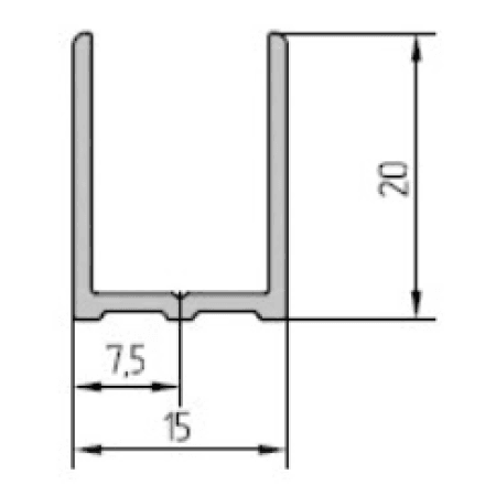 Profil U (aluminiu) 15x20mm KOR-15x20B, black - Kabine.ro -