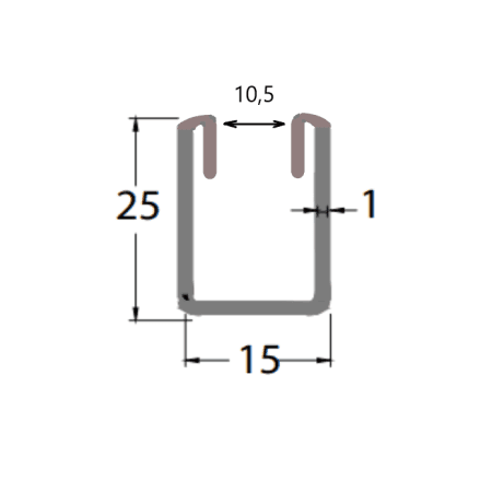 Profil U (inox) 15x10.5x25x1.0mm KOR-9011 (3,0m), gold - Kabine.ro -