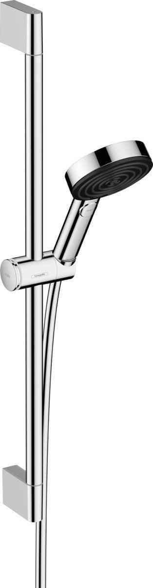 Set de dus Hansgrohe Pulsify Select 105 Relaxation, cu 3 tipuri de jet si bara de 0.65 m, crom - Kabine.ro - Baterii