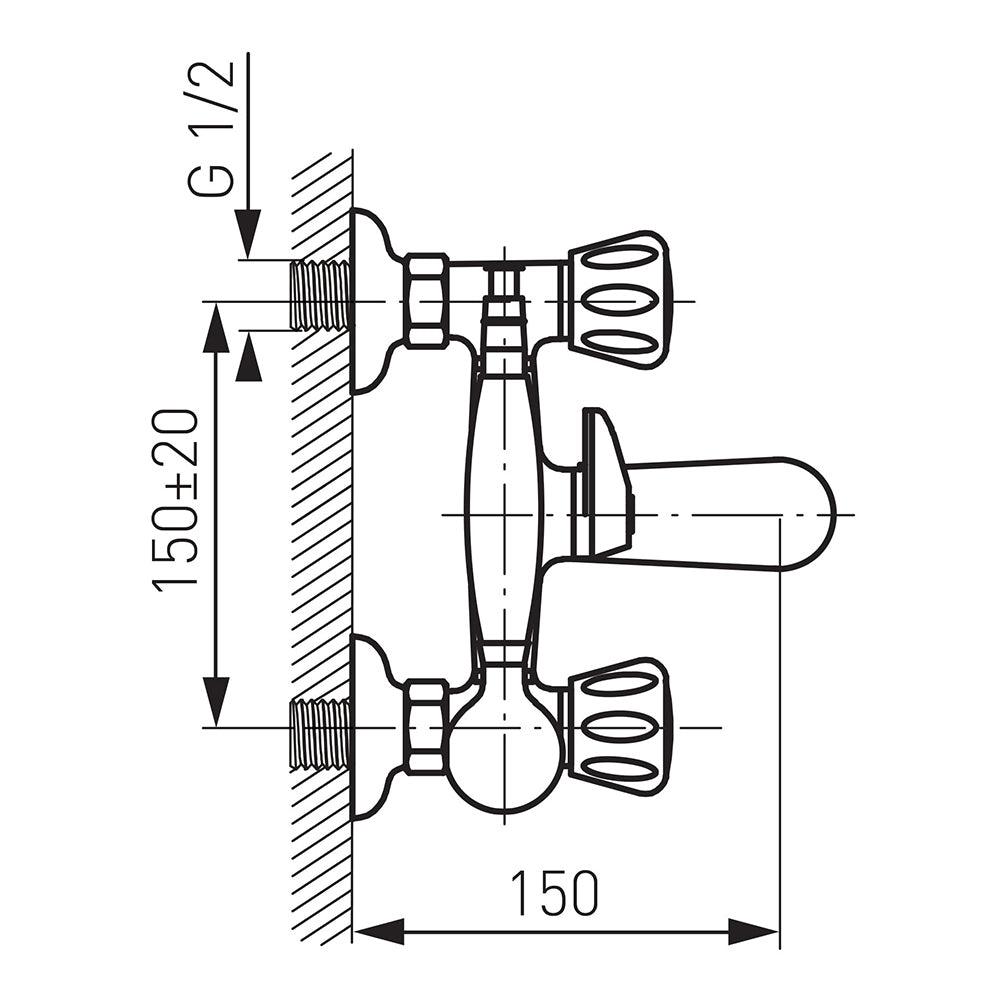 Standard - baterie perete cada-dus cu set de dus inclus - Kabine.ro - Baterii